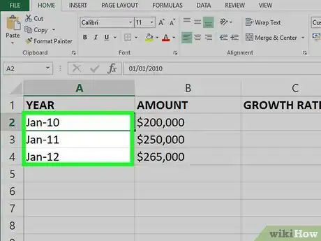 Image titled Calculate Average Growth Rate in Excel Step 2