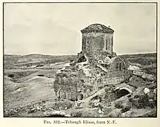 One of the photographs Gertrude Bell took of Çanlı Kilise in 1907, before the dome collapsed