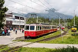 ZSSK Class 405.95 on the Štrba to Štrbské Pleso rack railway, Štrbské Pleso