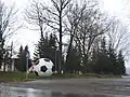 Sculpture  of Soccer ball near the sports complex