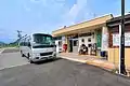 Minibus departure from Tadami Station, June 2014