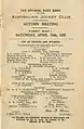 Inside cover 1933 AJC St Leger racebook showing raceday officials