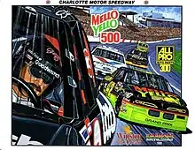 The 1993 Mello Yello 500 program cover, with artwork by NASCAR artist Sam Bass.