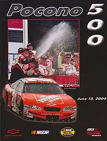 The 2004 Pocono 500 program cover, featuring Tony Stewart, winner of the 2003 Pocono 500.