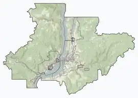 Map showing the location of Fintry Provincial Park and Protected Area