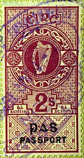 Ireland 1939 2s passport stamp