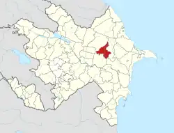 Map of Azerbaijan showing Agsu District