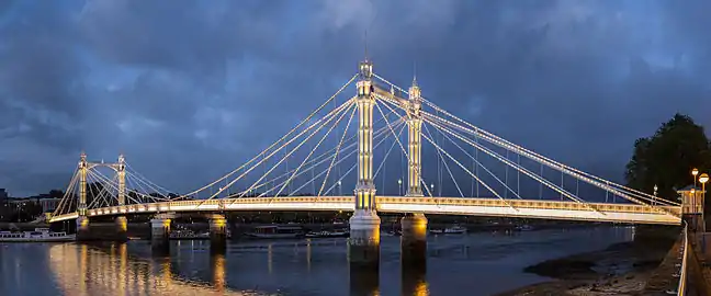 Image 37Albert Bridge, opened in 1873, crosses the River Thames between Chelsea and Battersea.