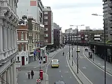 Aldersgate Street, north side from the Barbican highwalk