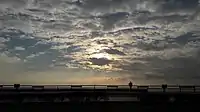 Sunset on the coastal street of Alexandroupolis