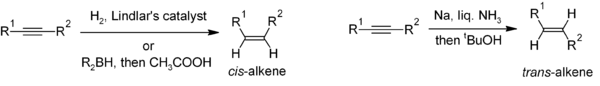 Synthesis of cis- and trans-alkenes from alkynes