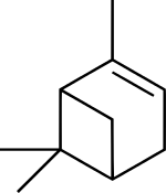 Pinene, a monoterpene which exists as two isomers, is a major consistituent of turpentine.