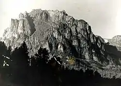 Chyorny Alpinist Rock near Lake Uymen in Choysky District