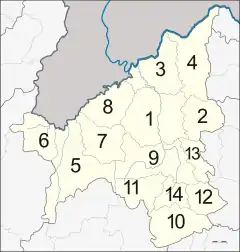 Map of 14 districts of Loei