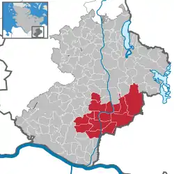 Map of Lauenburg highlighting Büchen