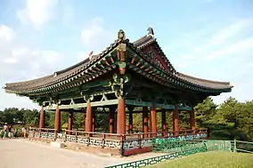 A reconstructed pavilion at Anapji lake.