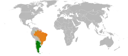 Map indicating locations of Argentina and Brazil