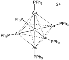 The cluster [Au6C(PPh3)6]2+ features a μ6-carbide ligand, although again, the designator "μ" is not usually used.