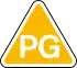 Yellow triangle with PG in centre