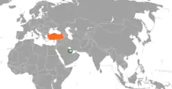 Map indicating locations of Bahrain and Turkey