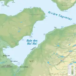 Topographic map of the Baie des Ha! Ha!