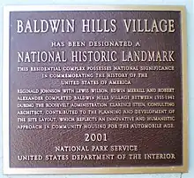 Baldwin Hills Village National Historic Landmark plaque