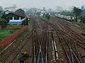 The railtracks of the station seen from the HOS Tjokroaminoto street