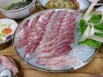 Korean bangeo-hoe, or raw amberjack