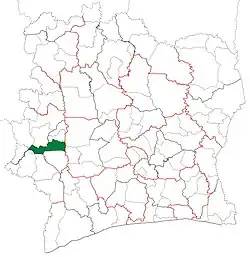 Location in Ivory Coast. Bangolo Department has retained the same boundaries since its creation in 1988.