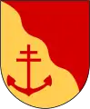 Patriarch's Cross with an anchor in the coat of arms of Barkakra Municipality (Skåne County, Sweden)