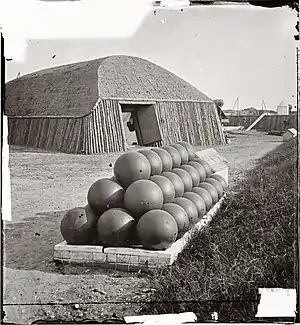 One of the dug-in ammunition magazines at Battery Rodgers.