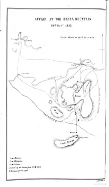 A relief map of modern day Lesotho, with the location of the battle marked.