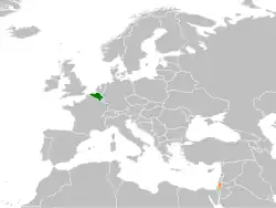 Map indicating locations of Belgium and Palestine