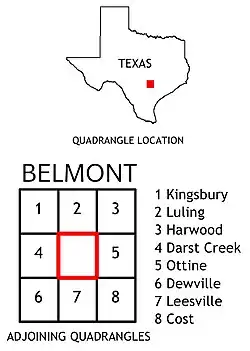 Belmont is south of Kingsbury-Luling