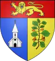 Coat of arms of La Chapelle-du-Bois-des-Faulx, Eure, featuring an orange flower.