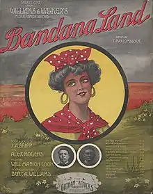 Sheet music for the Broadway musical, Bandanna Land, Andréa Stephen Chevalier de Takacs, illustrator, Gotham-Attucks, publisher, 1908