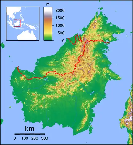 Map showing the location of Gunung Buda National Park