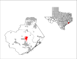 Location of Angleton in Brazoria County, Texas