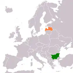 Map indicating locations of Bulgaria and Latvia