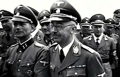 Photo of the 1941 SS tour of the Mauthausen concentration camp led by Heinrich Himmler; Otto Kumm (shown in  front row, left), Wilhelm Bittrich and Paul Hausser took part in the tour