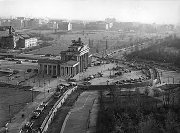 Construction of the Berlin Wall on the square, 1961