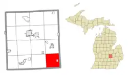 Location within Shiawassee County (red) and the administered village of Byron (pink)