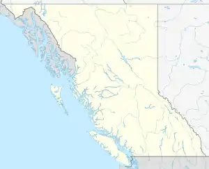 A map of British Columbia showing the location of Lowe Inlet Marine Provincial Park.