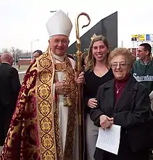 Cardinal Maida outside of the Cathedral of the Most Blessed Sacrament in Detroit