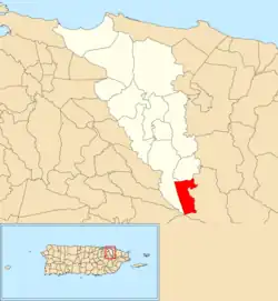 Location of Cedro within the municipality of Carolina shown in red