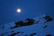 Chandra (Moon) shining over Chandrashila and Tungnath, near Chopta