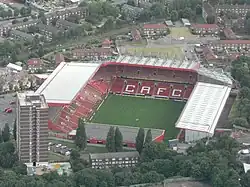 Aerial view of The Valley, Charlton Athletic's stadium