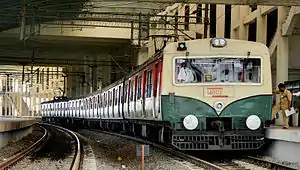 A Chennai Beach bound EMU local (MRTS) at Velachery