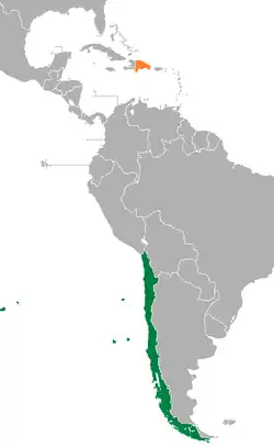 Map indicating locations of Chile and Dominican Republic