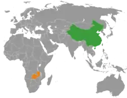 Map indicating locations of China and Zambia